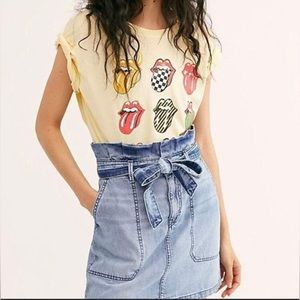 Free People Splendor in the Grass Denim Tie Skirt